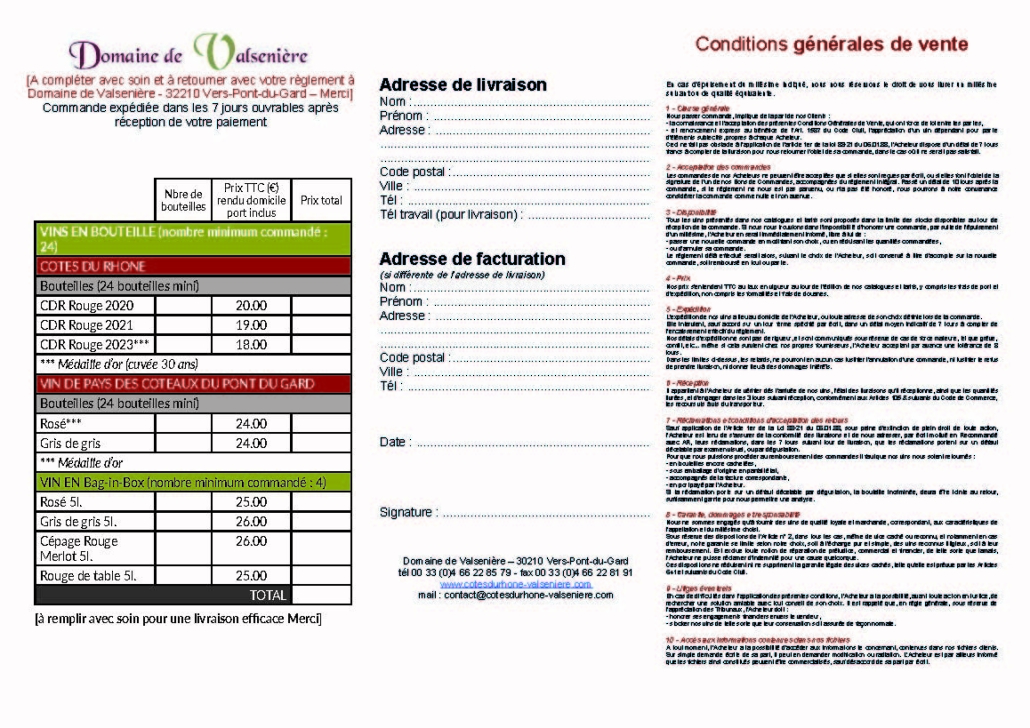 BON DE COMMANDE 2026